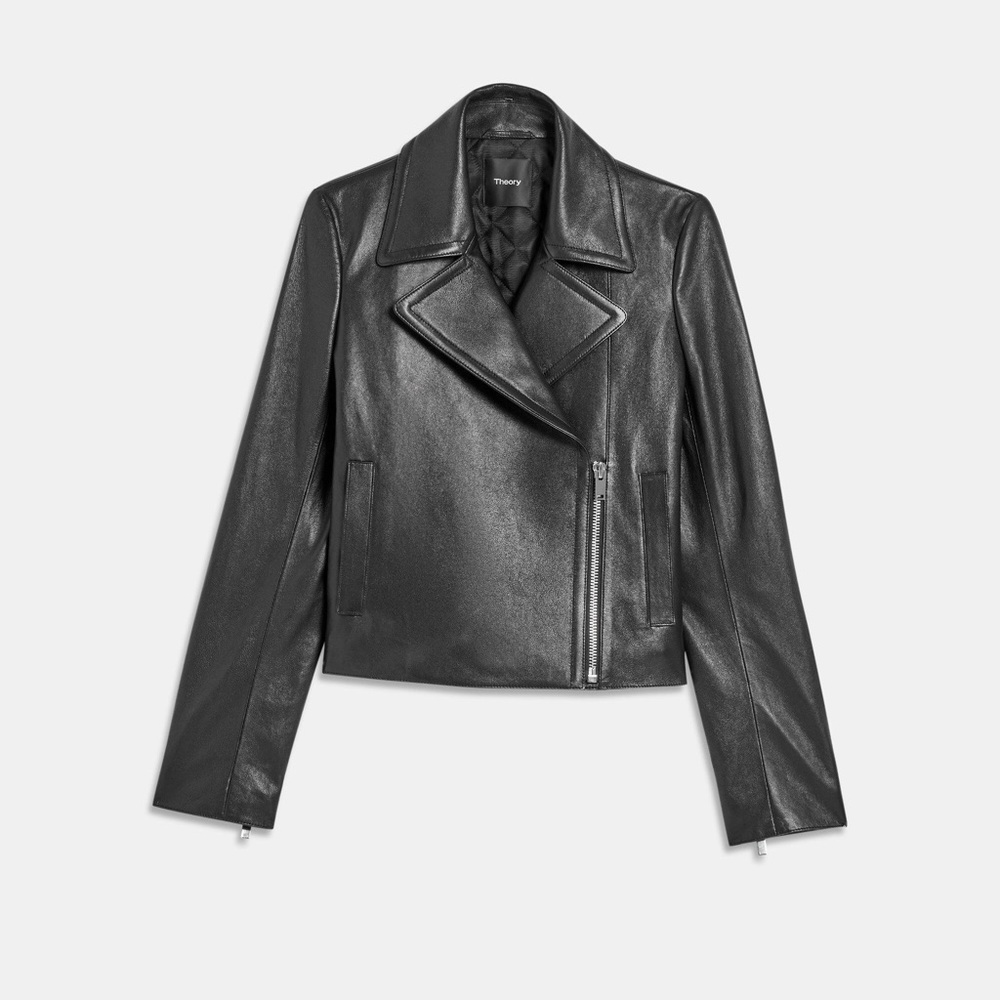 Theory Slim Moto Jacket in Leather NWT size 2